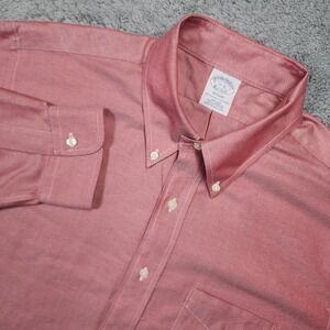 Brooks Brothers Oxford Shirt Mens 17 35 Pink Polka Dot Regent Fit Button Down